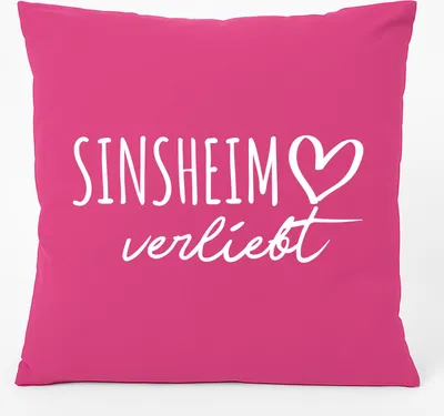 Produktbild von Huuraa Kissen Sinsheim verliebt 40x40cm mit Füllung Fuchsia Baumwolle Dekokissen Geschenkidee