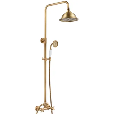 Produktbild von Auralum Regendusche mit duscharmatur komplettset Messing Antik Dusche Telefon-Handbrause,Antike Bronzefarbene,Messing,Edelstahl Duschkopf