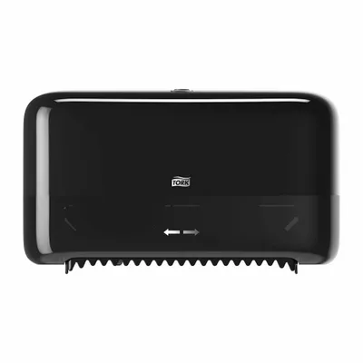Produktbild von Tork 558048, Rollen-Toilettenpapierspender, Schwarz, Kunststoff, 360 mm, 130 mm, 207 mm