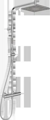 Produktbild von Hansa HANSAAURELIA Duschsystem mit Thermostat-Brausebatterie mit Kopfbrause eckig und Stabhandbrause eckig 1-strahlig