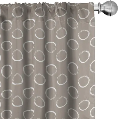 Produktbild von ABAKUHAUS Taupe Vorhänge, Gardinen, Einfache künstlerische Muster-Ring-Formen Grungy Anzeige mit Brushstrokes-Weinlese-Art, 2 Stück 75 x 175 cm, Taupe Weiß