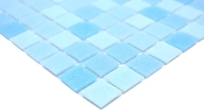 Produktbild von Handmuster Mosaikfliese Glasmosaik Classic Mix Glas mix hellblau 4F papierverklebt Poolmosaik Schwimmbadmosaik MOS210-PA331_m