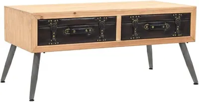 Imagen del producto de Mesa de centro de madera maciza, 110x55x50 cm, estilo retro, para sala de estar