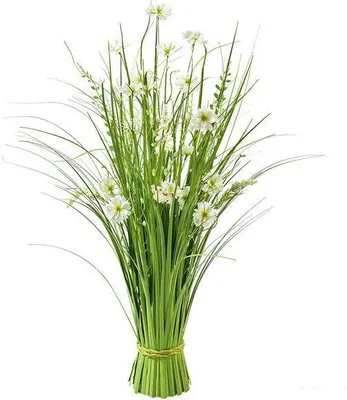 Produktbild von Gras Bund mit Blüten, grün/ weiß, ca. 70 cm