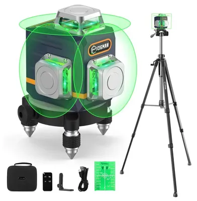 Image de Laser de lignes croisées 3x360° - Modèle CM-701T - Auto-nivelant - Portée de 30 mètres - Précision ±1,5 mm/5 mètres - Trépied de 1,5 mètre - Télécommande - Sans batterie