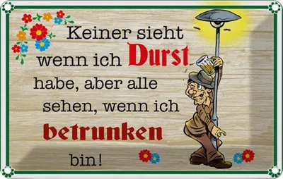 Produktbild von vianmo Blechschild 20x30 cm keiner sieht wenn ich Durst Bier Spruch Zitat