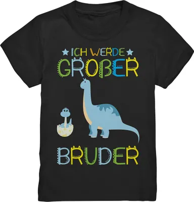 Produktbild von Dinosaurier Großer Bruder Dino T-Shirt – Black / 122/128 (7-8)