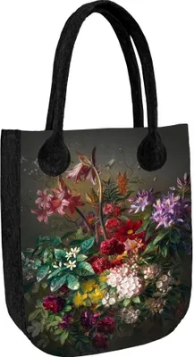 Obrázek produktu pro ARCO DESIGN plstěná kabelka CITY antracitová kytice 42 x 35 cm