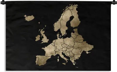 Produktbild von MuchoWow® Wandteppich Wandbehang Karte - Europa - Gold 120x80 cm Tapisserie Dekoration Wandtuch - Wanddekorationen - Wandtücher