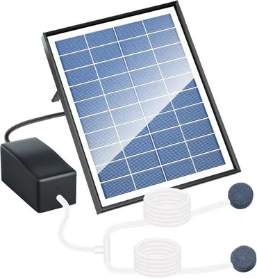 Zdjęcie produktu dla Pompa solarna do basenów zewnętrznych – pompa tlenowa o mocy 6 W zasilana energią słoneczną, wyposażona w dwa kamienie napowietrzające, przeznaczona do basenów zewnętrznych i akwariów