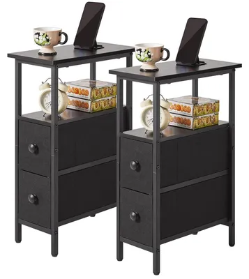 Immagine prodotto di Tavolino da comodino - Set di 2 - Stretto - 40 x 20 x 60 cm - Nero