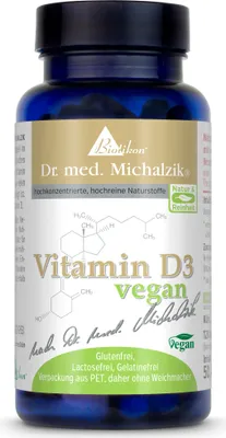 Produktbild von VEGANES Vitamin D3 Dr. med. Michalzik - 1000 I.U - Wichtiges SONNENVITAMIN - 120 Kapseln - ohne Zusatzstoffe - von BIOTIKON®