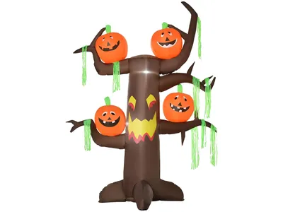 Imagen del producto de Decoración para Halloween, modelo 830-118, inflable, calabaza con forma de árbol espeluznante, con iluminación LED, poliéster, 180 x 80 x 240 cm
