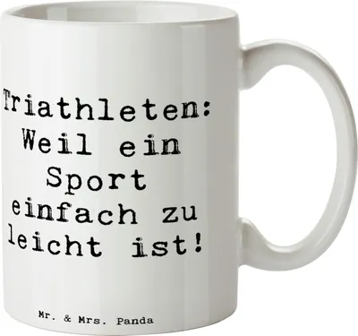 Produktbild von Mr. & Mrs. Panda Becher Spruch Triathlon Helden - Weiß - Geschenk, Ausdauer, mentales Training, Sportler Geschenke, Trinkbecher, Kaffeepott, Triathleten, Kaffeetasse