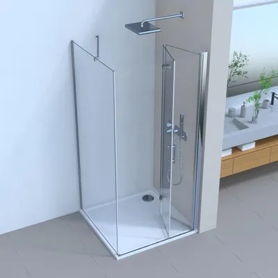 Produktbild von LEMMO Duschkabine Schwingtür Falttür Eckeinstieg Duschabtrennung 80x90x185cm