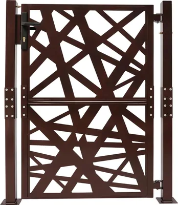 Immagine prodotto di Cancello da giardino - Acciaio - 105 x 125 cm - Apertura a 180° - Larghezza montante 6 cm - Esterno - Marrone