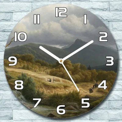 Produktbild von Wanduhr aus Glas Rund fi 30 Landschaftsmalerei Quarz Deko Schlafzimmer Büro