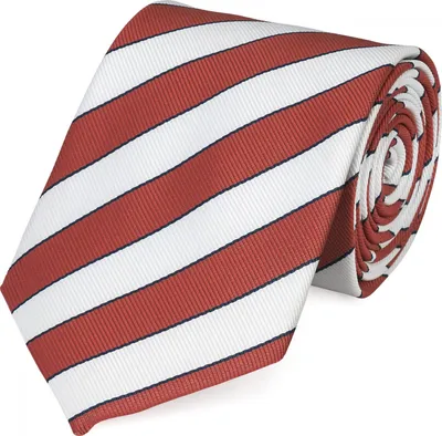 Produktbild von Fabio Farini - 1 Stück gestreifte Herren Krawatte - Tie mit Streifen in 6cm oder 8cm Breite Breit (8cm), Signalrot/Weiß/Schwarz