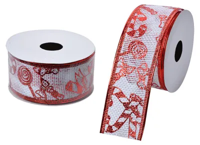 Obrázek produktu pro Clayre & Eef vánoční stuha 38 mm bílá červená syntetická