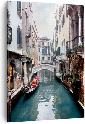Produktbild von Bild auf Leinwand - Leinwandbild - Einteilig - Boot Brücke Tourismus Venedig - 50x70cm - Wand Bild - Wanddeko - Wandbilder - Leinwanddruck - Wanddekoration - Leinwand bilder - Wandbild - PA50x70-2157