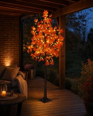 Produktbild von LED Herbst Baum Herbstdeko Lichtbaum in Ahorn-Optik In- & Outdoor | 120 warmweiße LEDs | 180cm hoch