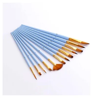 Produktbild von 12 Pinselset mit Nylonhaaren in verschiedenen Größen für Acryl, Öl und Aquarell