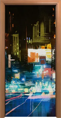Produktbild von Türposter 90x200 cm Türaufkleber Türtapete Türfolie Klebefolie Malerei Modernen Stadt bei Nacht
