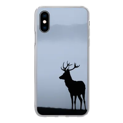 Produktbild von MuchoWow® Handyhülle Schutzhülle Hülle für iPhone X Hirsch - Nebel - Silhouette Silikon Softcase Handy Hülle - Handyhülle