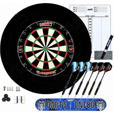 Produktbild von Dartscheibe Steeldart, Profi mit 6 Dartpfeile Metallspitze, Schutzring Eva Dartboard Surround, hauchdünner Stahlspinne