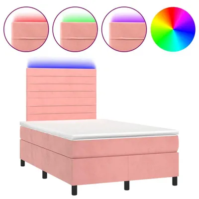 Immagine prodotto di Letto a Molle con Materasso e LED Rosa 120x190 cm in Velluto