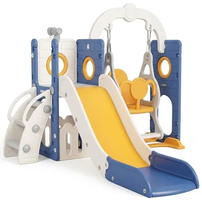 Produktbild von Babyrutsche mit Schaukel YL-18, 5 in 1, bis zu 60 kg, blau/gelb