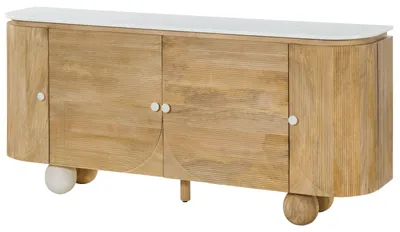 Immagine prodotto di MASSIVMOEBEL24 | Credenza in legno di mango 180x40x80 laccato natur - marmo bianco FLORENZ #121