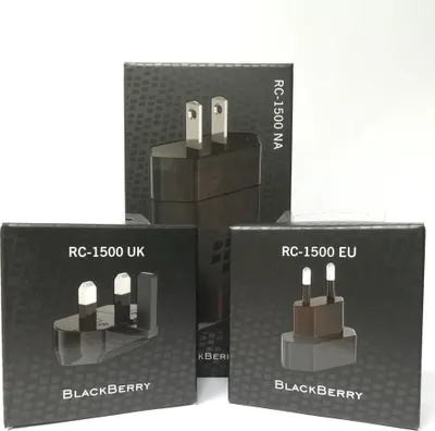 Obrázek produktu pro Rychlá cestovní nabíječka BlackBerry RC-1500, multipin EU/UK/NA, černá (3 sady) (RC-1500)
