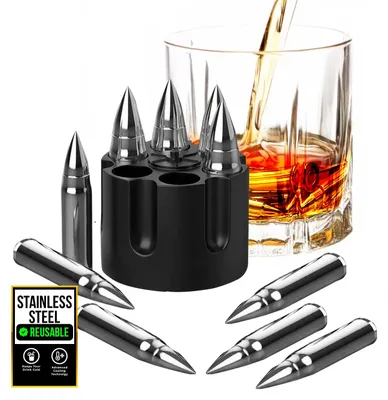 Whiskey-Steine Kugeln, Edelstahl, 6er Set, wiederverwendbar
