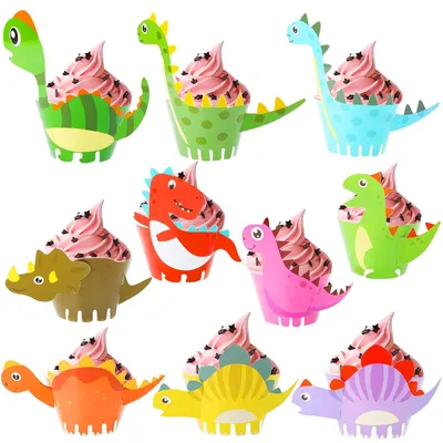 Cupcake-Förmchen Dinosaurier, 20 Stück, Dino-Motiv, Party-Deko