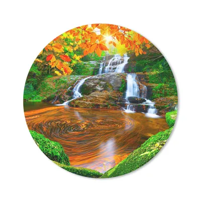 Produktbild von MuchoWow® Mauspad Mousepad Natur - Wasserfall - Steine - Moos - Blätter - Grün 20x20 cm - Mousepads - Maus Mat - Pad - Mausunterlage - Schreibtischmatte