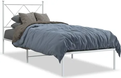 Produktbild von "Rabatt" Metallbett ohne Matratze - Robuste Metallkonstruktion - mit Kopfteil Weiß 75x190 cm - Klassische Betten CC17280