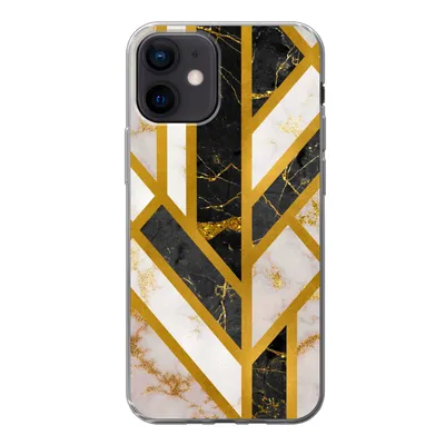 Produktbild von MuchoWow® Handyhülle Schutzhülle Hülle für iPhone 12 Marmor - Gold - Glitzer - Luxus Silikon Softcase Handy Hülle - Schutzhülle