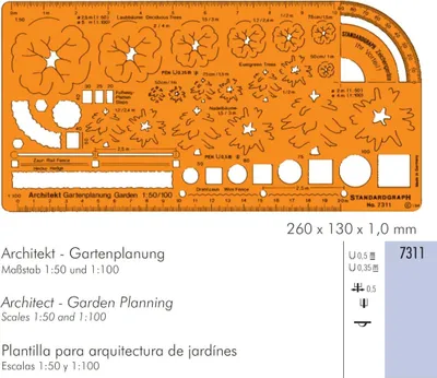 Produktbild von Standardgraph Schablone Architekt-Gartenplanung Maßstab 1:50 und 1:100