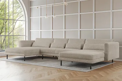 Produktbild von Wohnlandschaft U-Form Sofa AGADA in Stoff Poso Creme