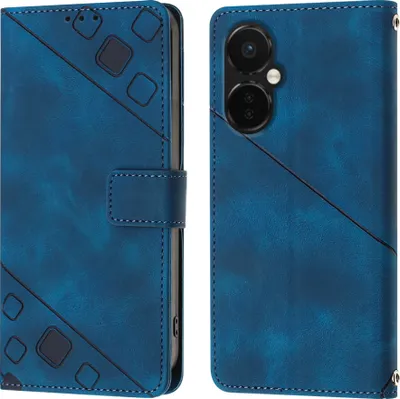 Image de Etui pour OnePlus Nord CE 3 Etui portefeuille en cuir gaufré avec fonction stand Bleu