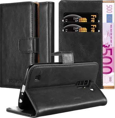 Produktbild von Cadorabo Hülle für LG K10 2016 Schutzhülle in Schwarz Handyhülle Book Tasche Case Etui Luxury