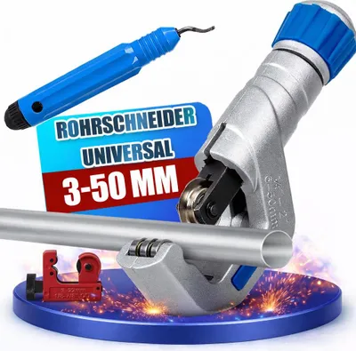 Produktbild von NTG Rohrschneider Set mit großem und kleinem Rohrschneider und Entgrater (3-50 mm)