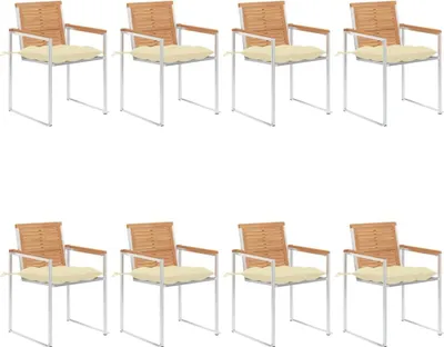Produktbild von Gartenstühle 8 Stk. mit Kissen Massivholz Teak