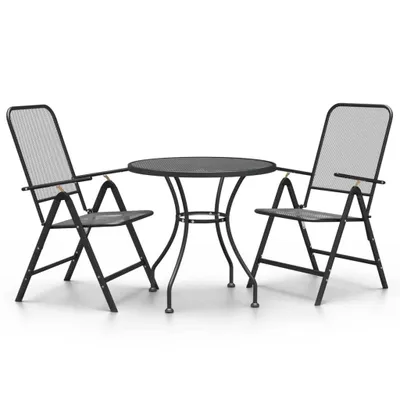 Produktbild von vidaXL 3-tlg. Garten-Essgruppe Streckmetall Anthrazit