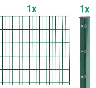 Immagine prodotto di Alberts 645519 Recinzione a doppia rete metallica come set completo, plastificata, verde, altezza 83 cm, lunghezza 2,5 m