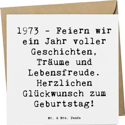 Produktbild von Mr. & Mrs. Panda Deluxe Karte Spruch 1973 Geburtstag - Weiß - Geschenk, Zauber, faltkarte, Happy Birthday, Geburtstagsgeschenk, Alter, anlasskarte, Klappkarte, Magie