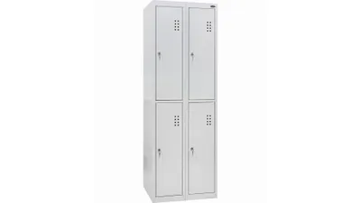 Zdjęcie produktu dla UHL-MASH Szafa Metalowa Ubraniowa SO-300/2-4 op 180x60x50cm Socjalna BHP Pracownicza Szkolna Do szatni 4 Komorowa/Skrytkowa Otwory wentylacyjne Szara