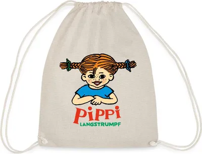 Produktbild von Spreadshirt Pippi Langstrumpf Logo Turnbeutel, One size, Natur