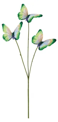 Produktbild von Künstlicher Schmetterlingszweig - H 58 cm - Grün - Weiß - Kunststoff